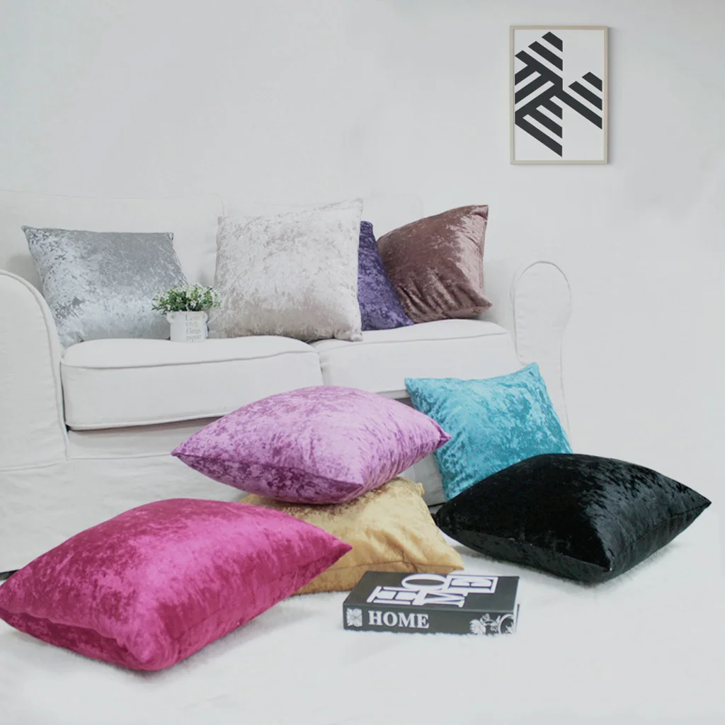 Solid Color Soft Plush Square Pillow Case Sofa Waist Throw Cushion Cover Case for Bedroom Sofa Car Office Decoration