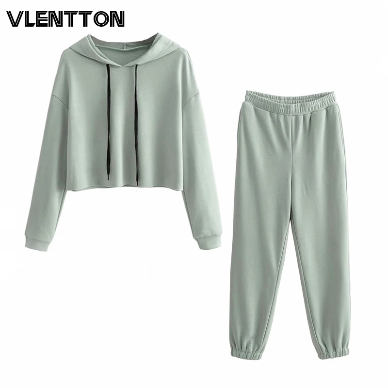 

Autumn Women Tracksuits 2 Piece Set Hooded Sweatshirt Tops+Elastic Jogging Pants Suit Casual Loose Trousers Sport Outfits Female