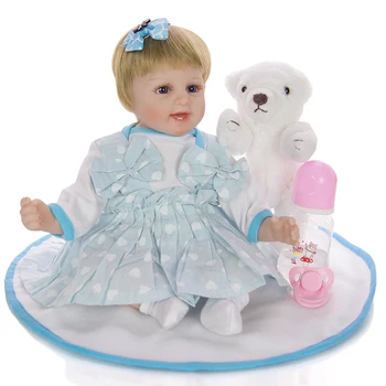 

New Bebe reborn 17" 43cm soft cloth body silicone girl dolls toys for children gift real alive newborn dolls boneca reborn