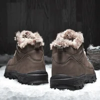 Leather Winter Men Boots Waterproof Warm Plush Snow Ankle Boots Men Outdoor Work Casual Shoes Military Hiking Shoes Rubber