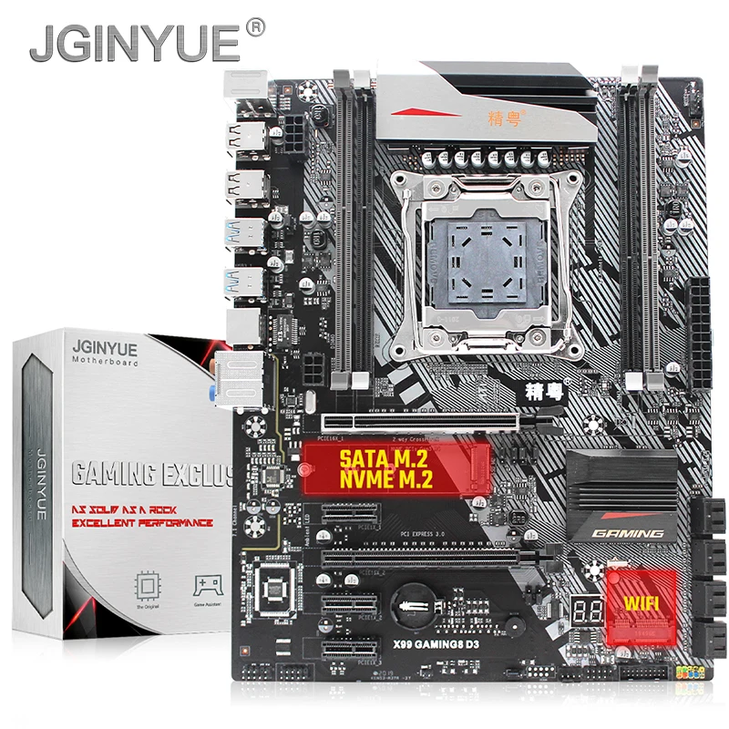 

JGINYUE X99 motherboard LGA 2011-3 LGA2011-3 support DDR3 ECC/NON-ECC memory Xeon E5 V3 series CPU M.2 NVME ATX X99 GAMING8 D3