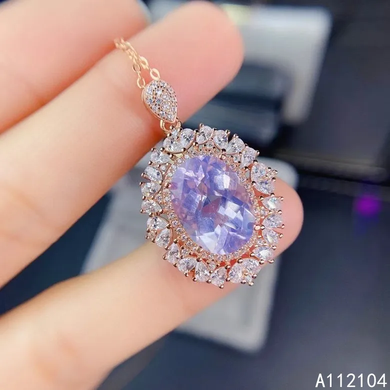 

KJJEAXCMY fine jewelry 925 pure silver inlaid natural lavender amethyst women exquisite luxury Chinese style pendant necklace su