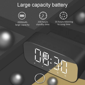 

Creative Bluetooth Speaker With LED Mirror Alarm Clock Subwoofer Music Player Desktop Clock Wireless Portable Bluetooth Speaker