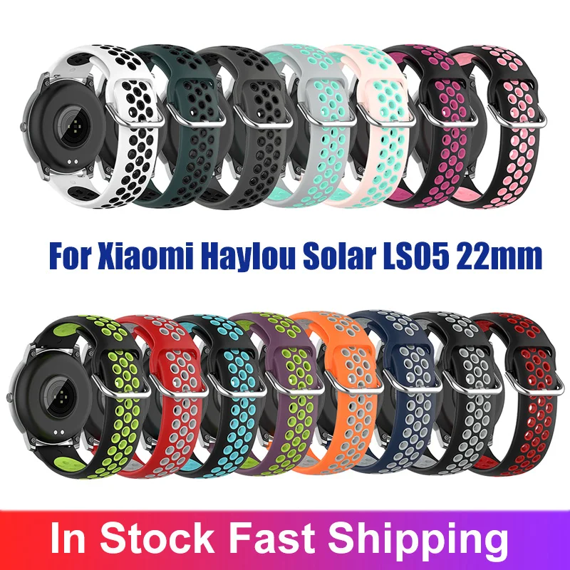 

1PCColorful Strap Bracelet For Xiaomi Haylou Solar LS05 22mm Silicone Strap Waterproof Anti-sweat Strap Accessories Wrist Straps