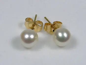 

free shipping Champagne 7-8mm AAA++ gray 7-8mm White 6.6mm Akoya Perfect Round Cultured Pearl Stud Earring 14k/20