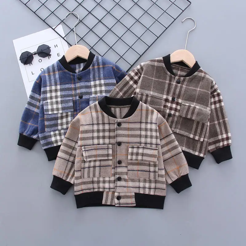 Spring Autumn Boys Girls Jacket Infant Plaid Jackets Caot Casual Cotton Pompom Kids Outerwear Baby Girl Clothes Coat 0-5 Years | Детская