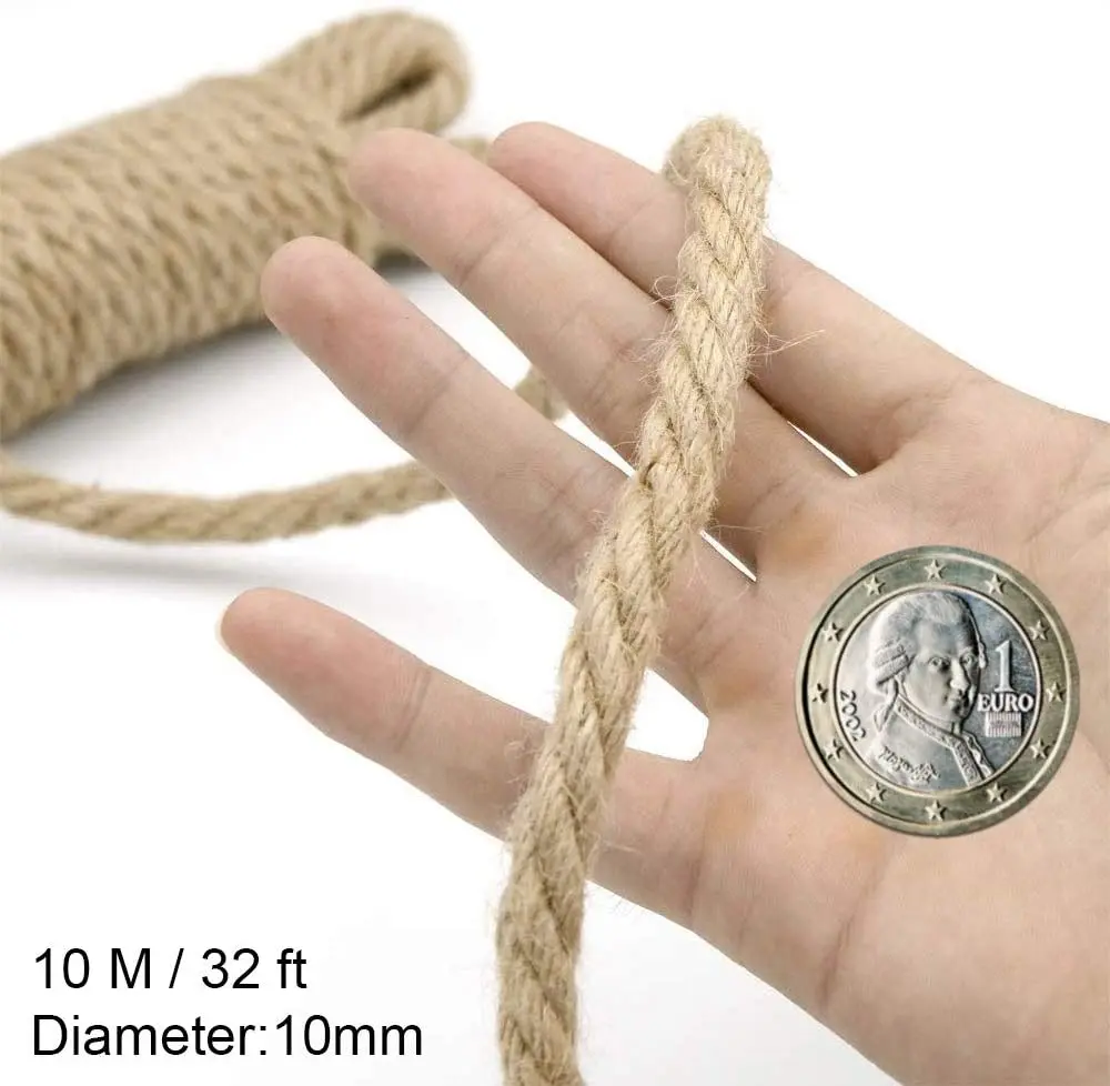 Natural 10mm 10M Strong Hemp Rope Thick Jute String Craft Twine for DI –