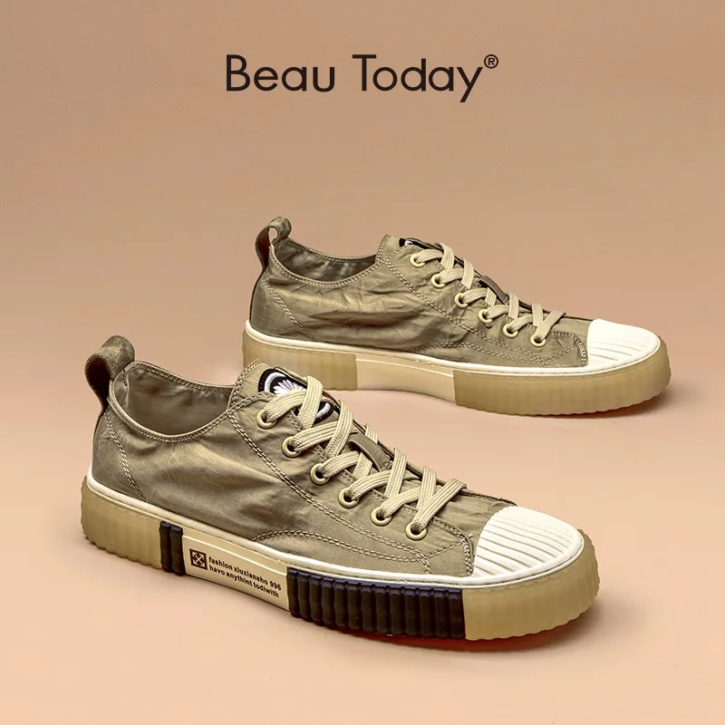 

Men Sneakers Polyester Patchwork Lace-Up design Round Toe Fashion Spring Platform Chuck Shoes for Men Handmade BeauToday 58102