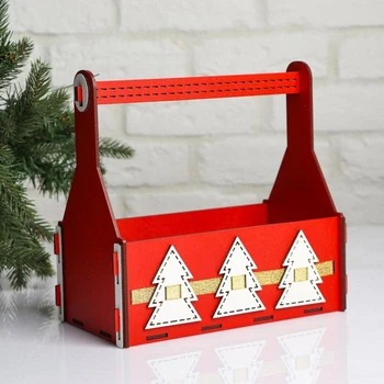 

Wooden cache-pot, 24.5 × 13 × 23 cm "New Year. Fir-trees", gift wrapping, red 5400580
