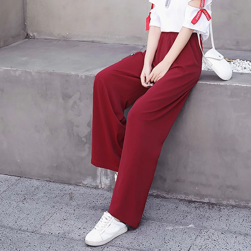 

Mopping Wide Leg Pants Female High Waist 2019 Spring And Autumn New Drape Straight Straight Feeling Loose Casual Suit Trousers