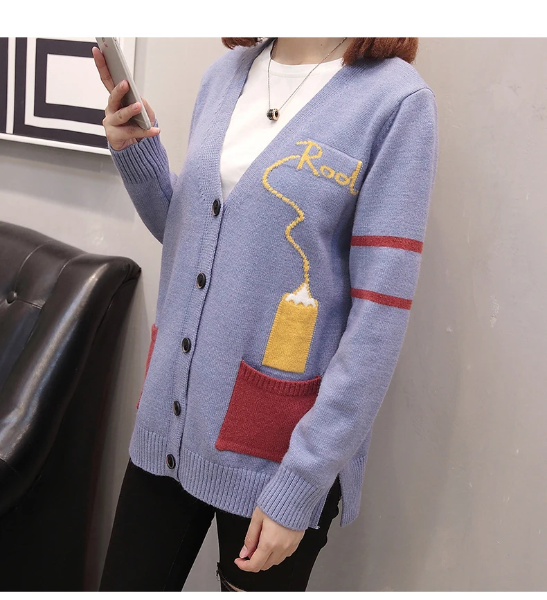 Женский длинный кардиган, свитер, белый толстый Корейский модный осенний толстый свитер с v-образным вырезом большого размера, вязаный женский жакет