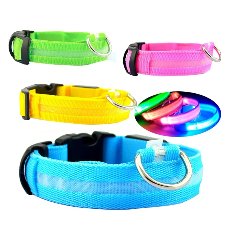 Nylon Dog Collar Flash Night Creative Safety LED Glow Cat Collars Harness Pet Dogs Luminous Fluorescen | Дом и сад