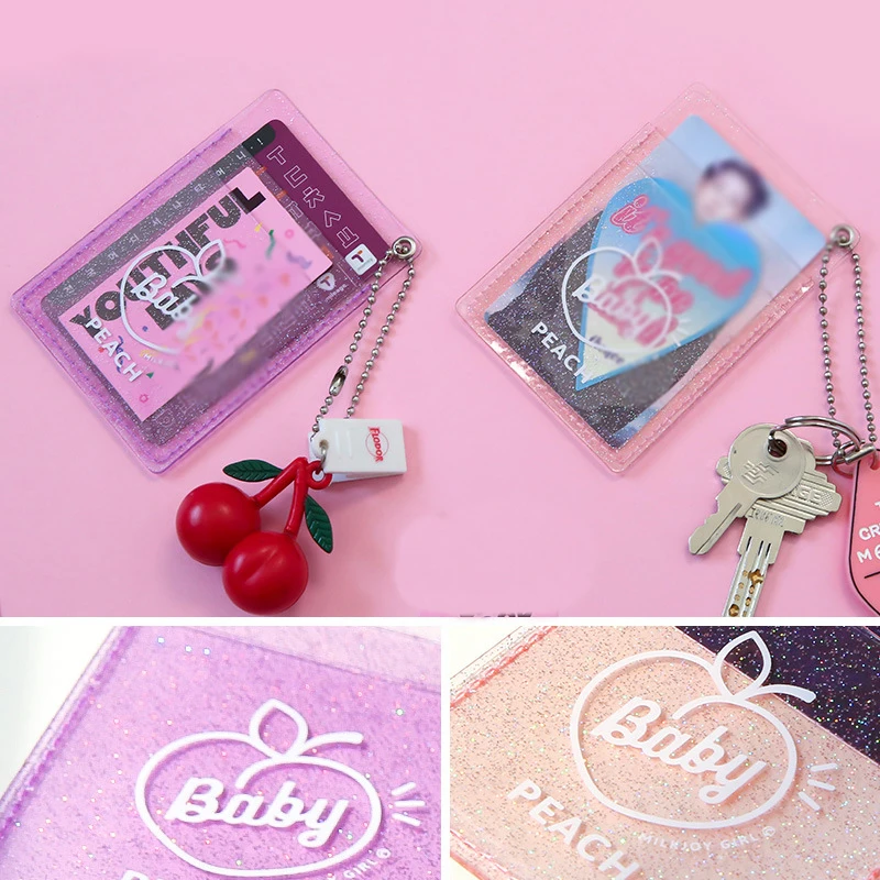 

Cartoon Cute Transparent ID Credit Card Holders Glitter Student Bus Mini Card Case Organizer Girl Travel Passport Cover Case