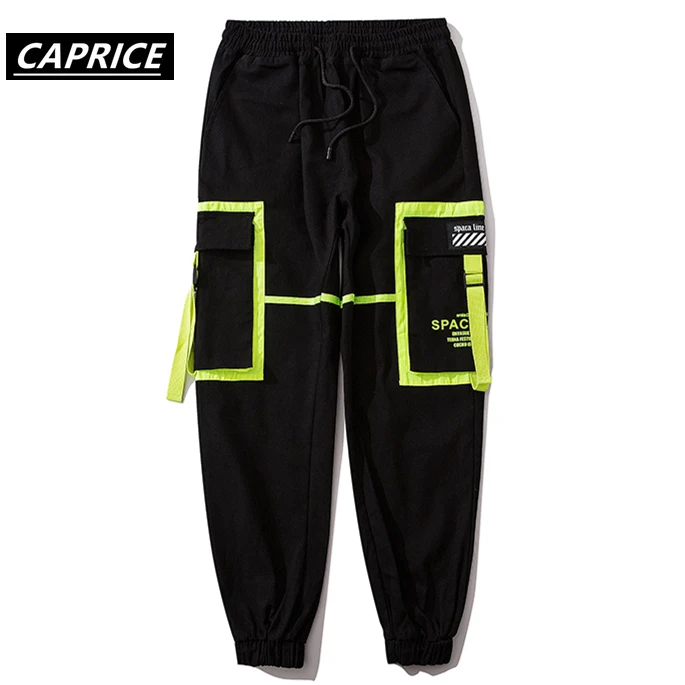 

2019 New Hip Hop Autumn Winter Loose Street Hip Hop Drawstring Printed Overalls Contrast Color Design Pants Jogger Trousers