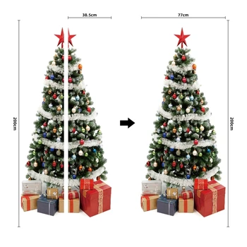 

2pcs/set 3D Christmas Tree Decorative Refrigerator Door Sticker Wall Mural Decal