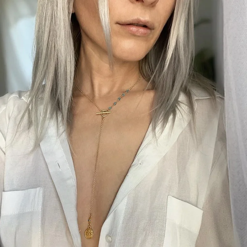 1 шт. очарование для женщин ожерелья голубых бусин Геометрическая круглая