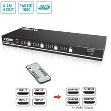 Apoio verdadeiro 1920x1080 @ 60hz 3d do switcher da matriz 4x4 do interruptor da entrada 4 do divisor 4 do interruptor de sgeyr hdmi com rs232, controle remoto