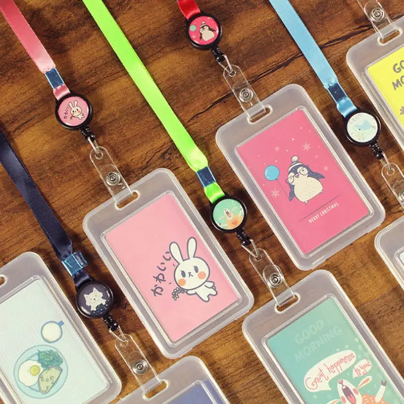 

Plastic Cartoon Bus ID Card Holder Case Badge Retractable Reel Neck Strap Lanyard for all types of events