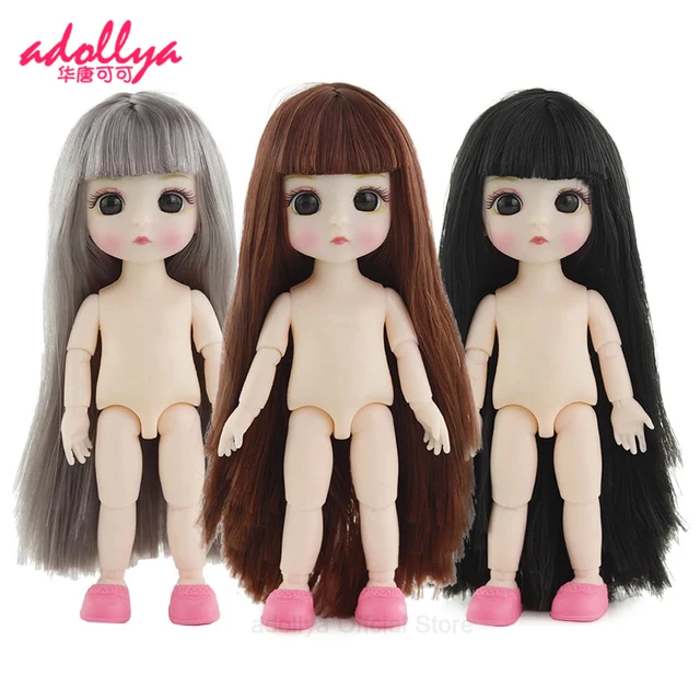 Adollya 16cm BJD Doll Nude Body Ball Jointed Swivel Doll 3D Eyes 13 Moveable Joints Body Make-up Princess 1/12 BJD Dolls 1