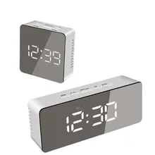 Despertador con efecto espejo y luz LED reloj Digital de mesa de dormir reloj despertador electrónico de gran temperatura de tiempo de visualización reloj de decoración para el hogar