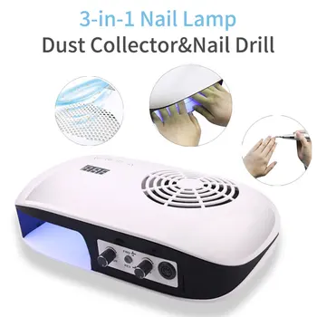 

3-IN-1 Manicure Tools Nail Dust Vacuum Cleaner & UV Lamp Extractor Fan & Nail Drill Manicure Machine For Manicure Nail Tool