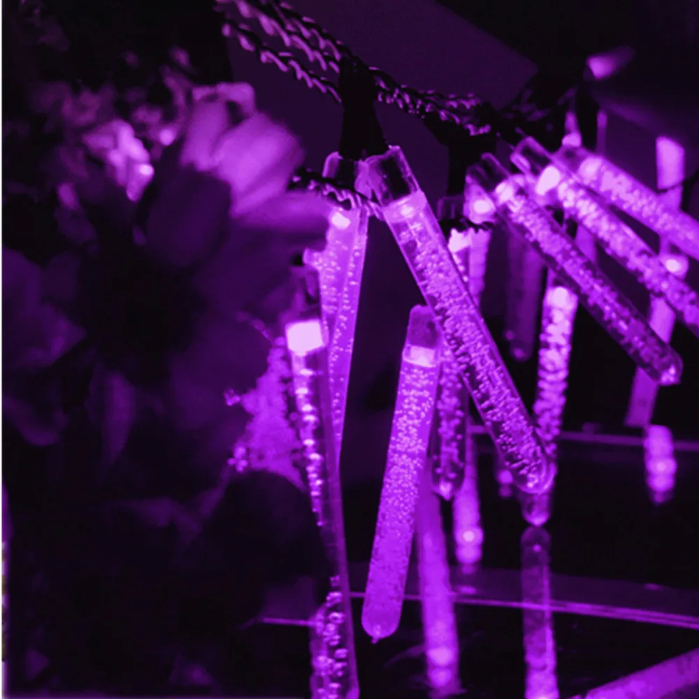 30LED Хрустальный Ледяной Конус, солнечный Сказочный светильник, уличный водонепроницаемый светильник для сада, свадьбы, рождественской вечеринки, декор елки, струнный светильник - Испускаемый цвет: Purple