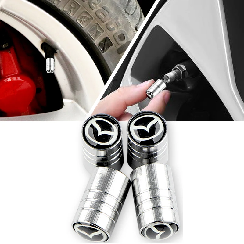 Tapas de válvula de neumático redondo para Mazdas 5, 6, 323, 626, RX8, 7, MX3, MX5, Atenza Axela, accesorios para coche, 4 Uds.