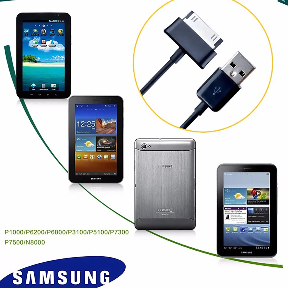 1M 2M USB Data Charging Cord Charger Cable for Samsung Galaxy Tab2 P3100 P5100 Note 10 4
