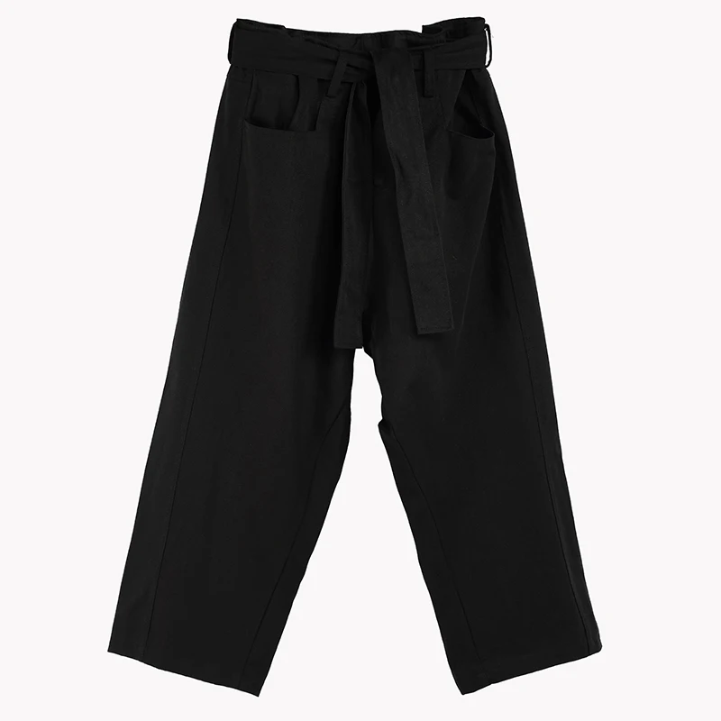 New men's classic simple dark adjustable belt design couples with the same casual pants
