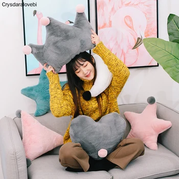 

Nordic Ins Sofa Cushion Pillow Cute Love/moon/star/Crown Shape Velvet Cushion for Bed Head Travel Pillows Kids Room Decorative