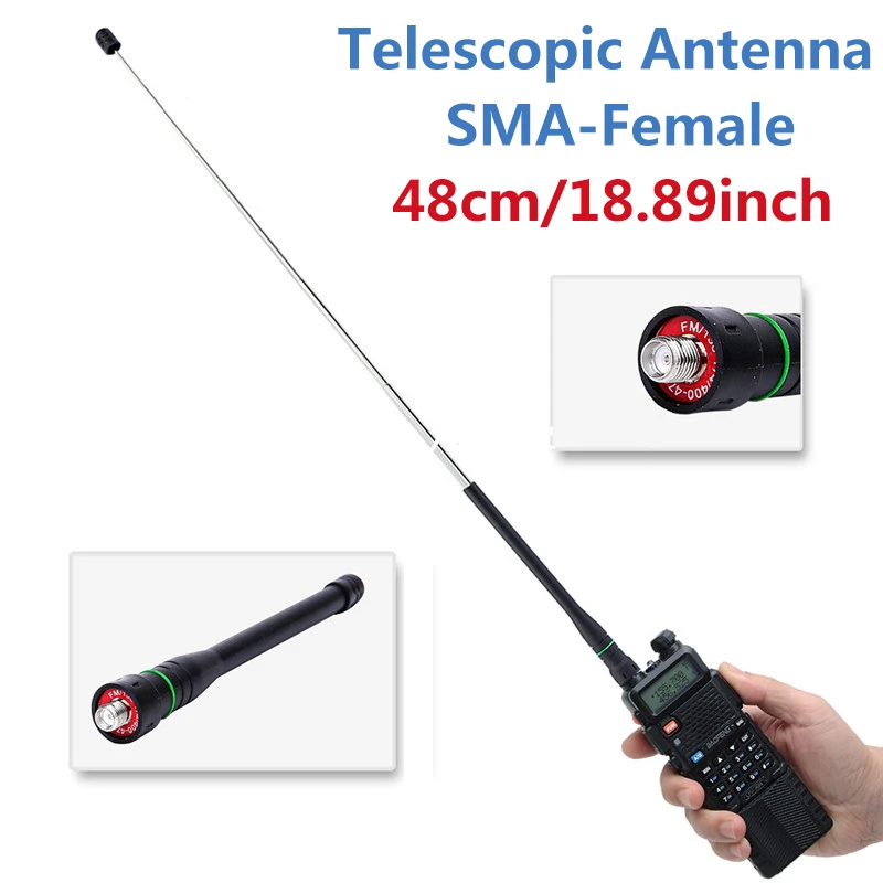 Abbree AR 775 телескопическая SMA Female VHF UHF 144/430MHz двухдиапазонная антенна для