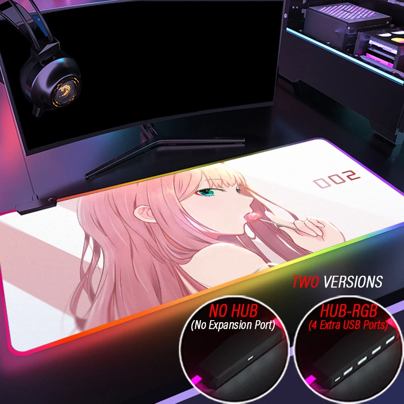 Hub Custom Diy 02 Darling In The Franxx Big Breast Girl Rgb Mouse Pad Zero Two Led Gamer Large Mice 4 Port Usb For Pc Desk Mat Mouse Pads Aliexpress