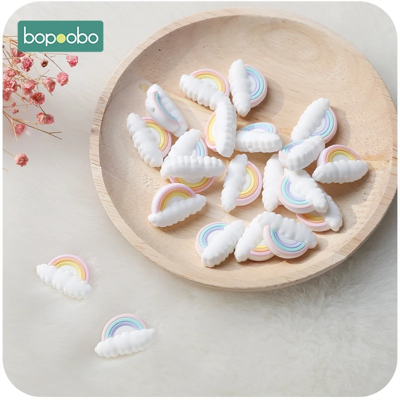 

5pc Silicone Beads Tiny Rod Rodent Food Grade Baby Teether Rainbow Mini Cloud DIY Pacifier Chain Nursing Bracelet Baby Product