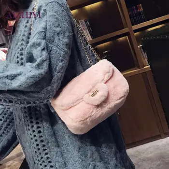 

Women Bags 2019 New Fashion Plush Leopard Women Crossbody Bag Female Solid Color Chain Small Purse Shoulder Messenger Bags