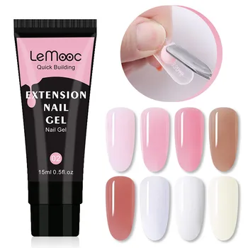 

LEMOOC 15ml Crystal Extend UV Led Poly UV Gel Building Finger Extension Nail Art Gel varnish Pink White Clear Jelly Gel