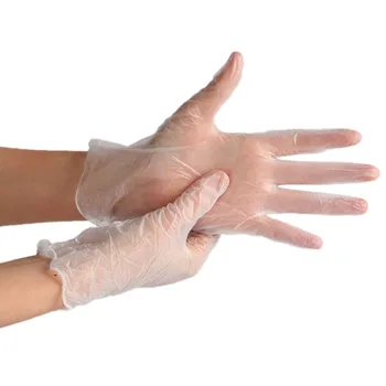 

50Pc Transparent Micro-Elastic Pvc Gloves Disposable Gloves Safety Universal Cleaning Work Finger Gloves