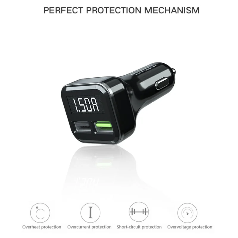 Быстрое зарядное устройство QC3.0 с двумя портами usb для автомобиля, измерение напряжения, адаптер для быстрой зарядки