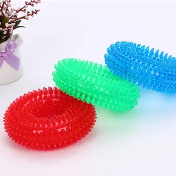 

Dog Rubber Toy Wholesale Transparent Color TPR Spiky Ring Dog Chew Toy for Pet Dog Toys for Small Dogs