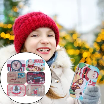 

6pcs Christmas Tin Box Gift Candy Tinplate Box Gift Storage Container Organizer
