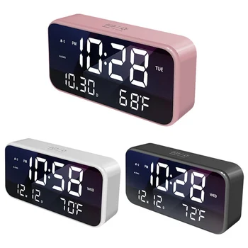 

Sound-Control Alarm Clock Rechargeable Snooze Bedside Temperature Large Led Display Digital Clock Dimmabl Kitchen Living Room