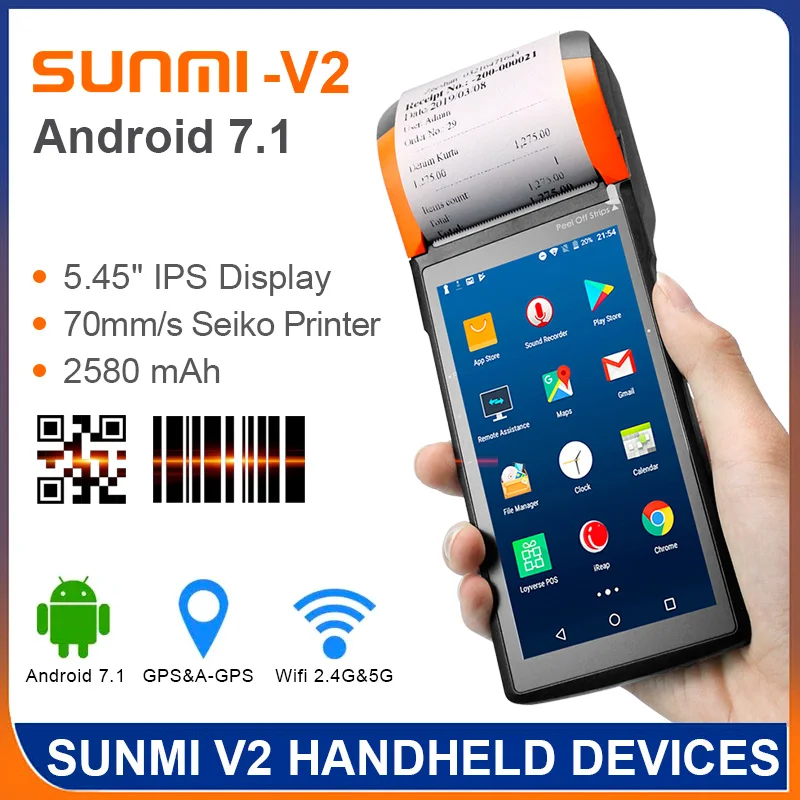 SUNMI-caja registradora inalámbrica V2 para restaurante, sistema POS todo en uno, portátil