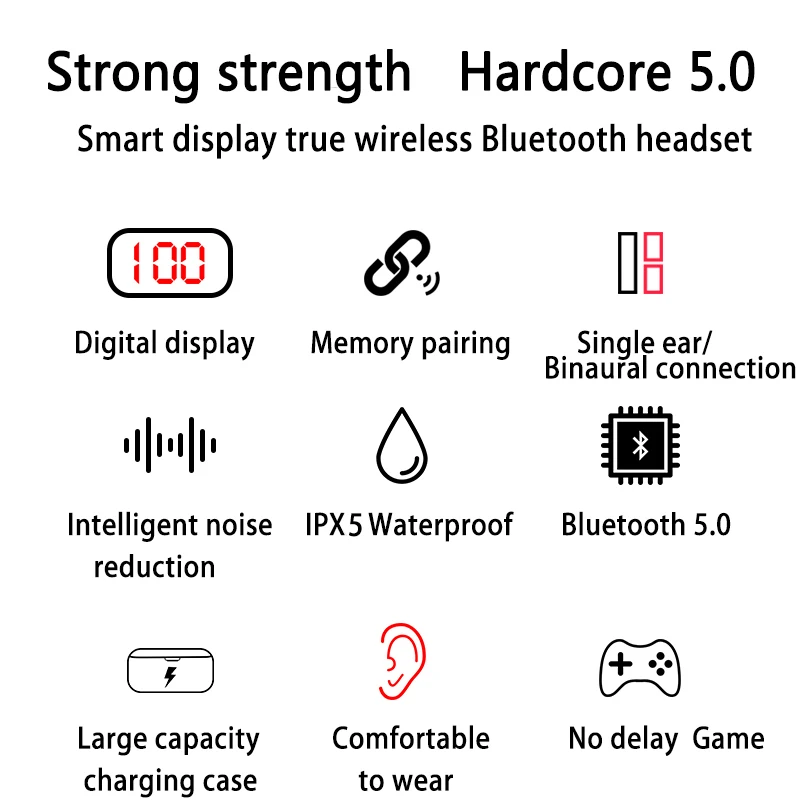Настоящие беспроводные Bluetooth TWS наушники, стерео наушники-вкладыши, кнопки управления, водонепроницаемые наушники, свободные руки, общие наушники, спортивные наушники