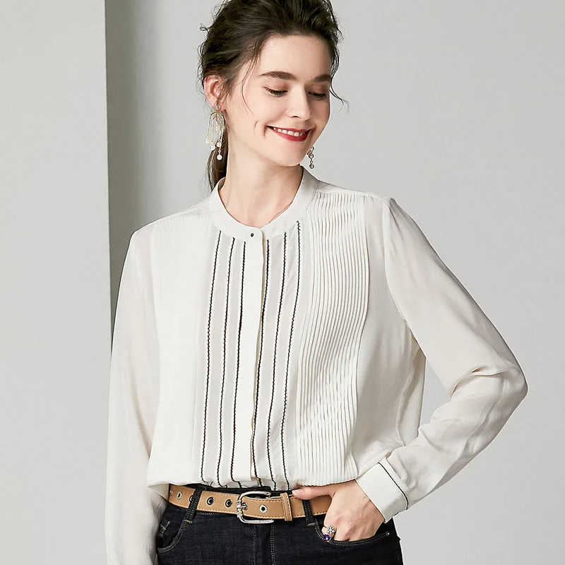 ^*Best Offers Wit Pleates Zijden Blouse Voor Vrouwen Hoge Kwaliteit Lange Mouw Plus Size Sexy Casual Office Dress Shirts Kleding Dropshipping ^*Best Offers Wit Pleates Zijden Blouse Voor Vrouwen Hoge Kwaliteit Lange Mouw Plus Size Sexy Casual Office Dress Shirts Kleding Dropshipping