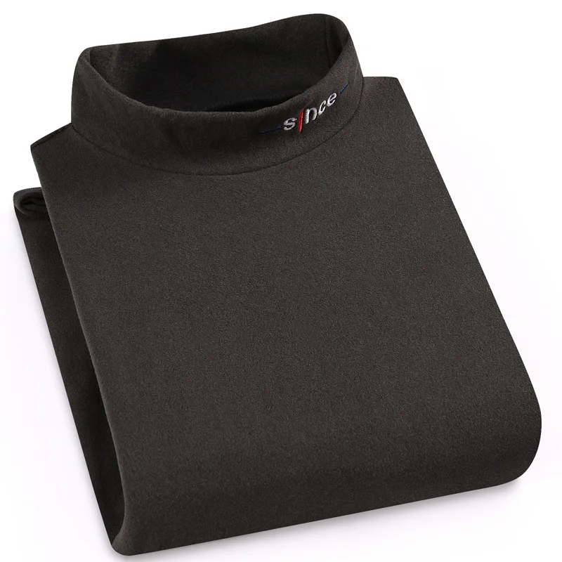 Flash Sale Winter New Half Turtleneck Pullover Sweater Men Plus Velvet Thick Warm Bottoming Shirt Solid Color Casual Shirt