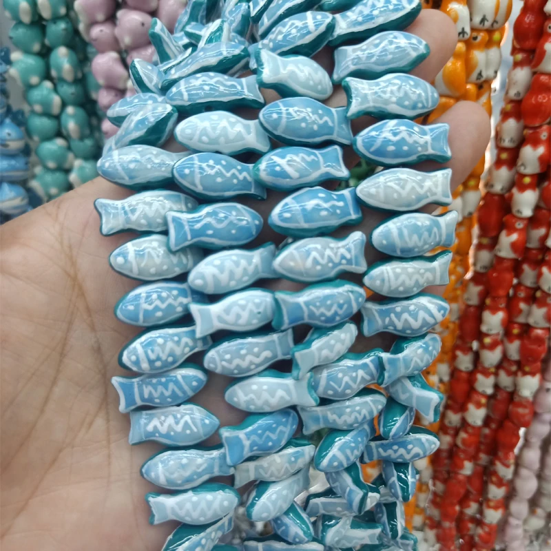 5pcs Hand Painted Technology Long Fish Ceramics Beads 10x21mm Loose Spacer Ceramic Bead For Jewelry Making DIY Accessories 5pcs Hand Painted Technology Long Fish Ceramics Beads 10x21mm Loose Spacer Ceramic Bead For Jewelry Making DIY Accessories