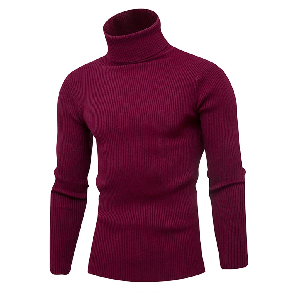 CYSINCOS зимний теплый мужской свитер с высоким воротом, модный однотонный вязаный мужской свитер s, повседневный мужской тонкий пуловер с двойным воротником