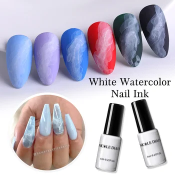 

NICOLE DIARY Watercolor Ink Nail Polish Smoke Effect Blooming Nails Magic Smudge Bubble Varnish Manicuring DIY Decoration
