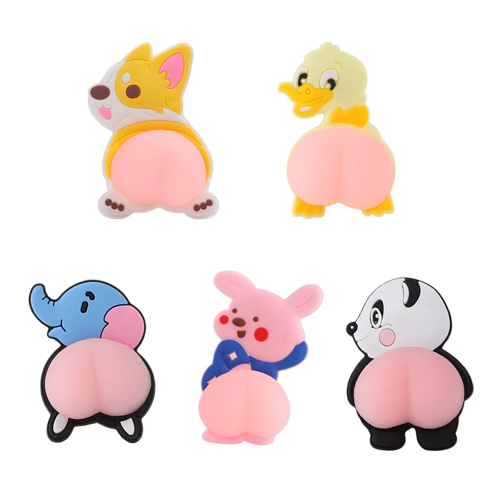 Cartoon animal 3D silicone butt anti-collision door stop stickers avoidance collision phone decor car bumper anti-scratch 1 Pair