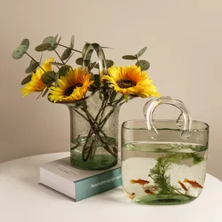 Vase en verre Transparent pour filles, sac à main créatif, aquarium, décoration de maison, Table de salon, Arrangement de fleurs, cadeau de noël 