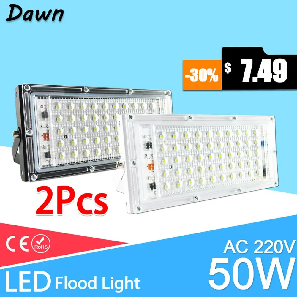 

2pcs LED Flood Light 50W Floodlight street IP65 Waterproof Outdoor Wall Reflector Lighting AC220V 240V Garden Spotlights